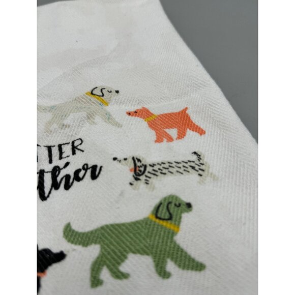 Dog-Themed Cotton Kitchen Towel With "Better Together" Print 23x16" white READ - Picture 3 of 9